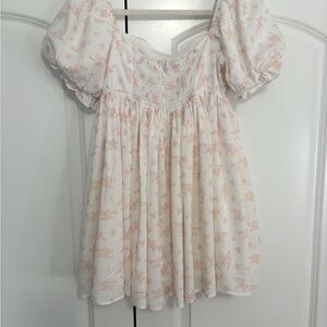 Cream Puff Sleeve Mini Sundress with Sweetheart Neckline